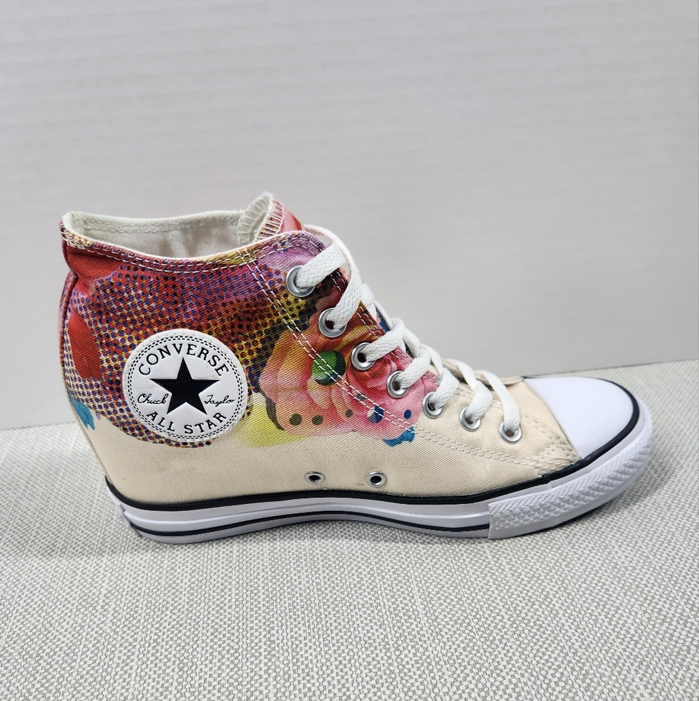Converse Chuck Taylor All Star Lux Mid Rose sz 9.5 hidden wedge high top sneaker - Picture 4 of 15